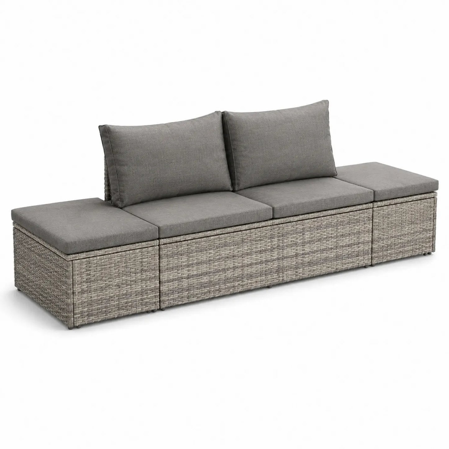 Outdoor-Sofa-Set Polyrattan Grau mit Kissen