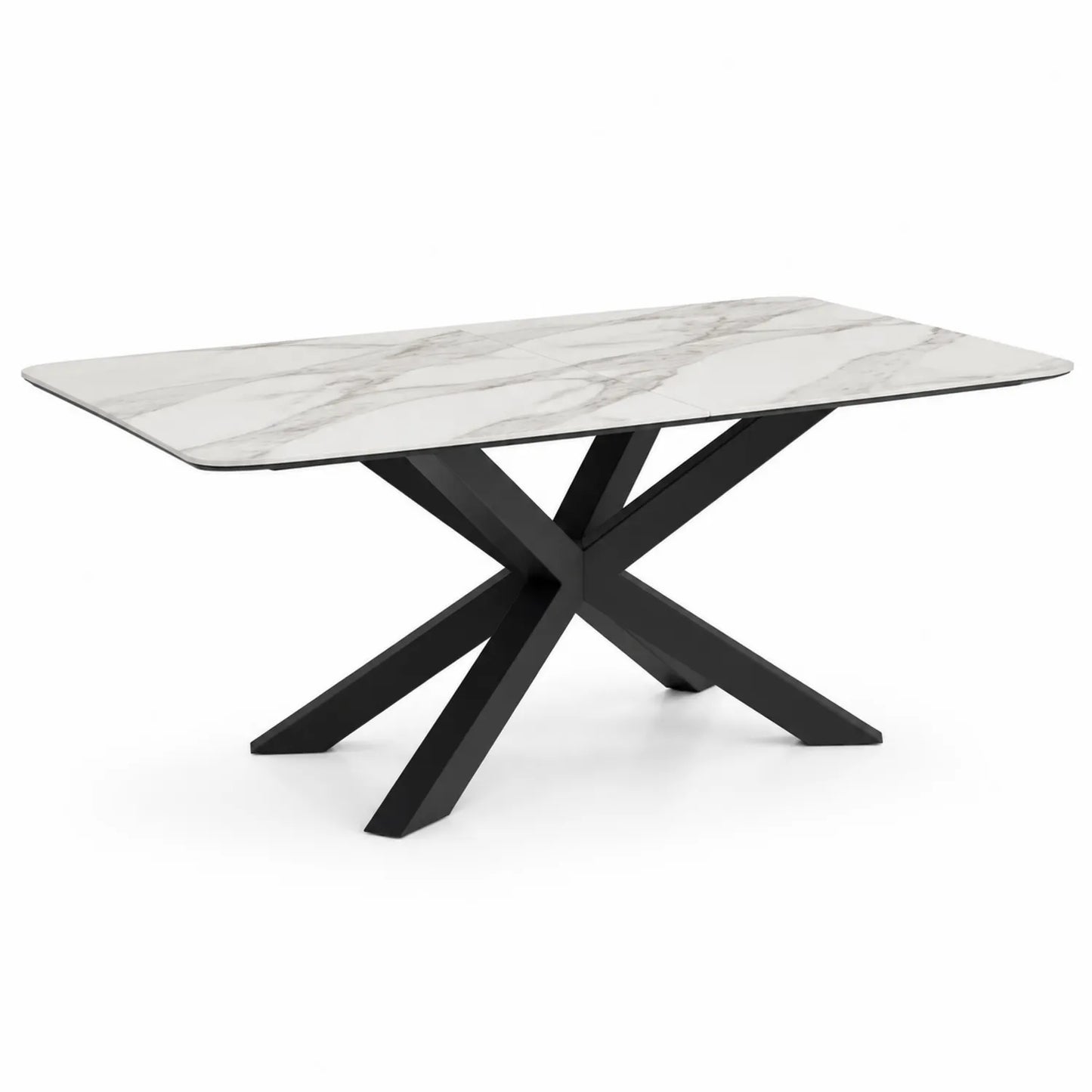 Esstisch rechteckig Keramikplatte Schwarzes Metallgestell 200x100x75 cm