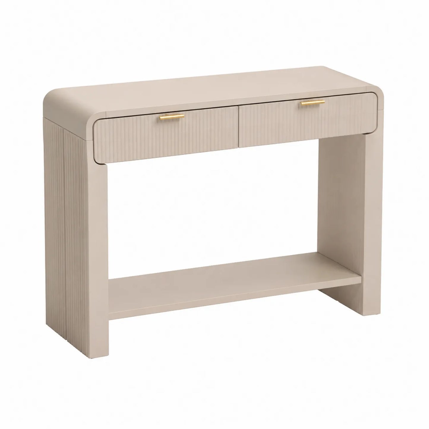 Konsolentisch mit 2 Schubladen aus Holzwerkstoff und Metall in Beige, 100x30x80cm