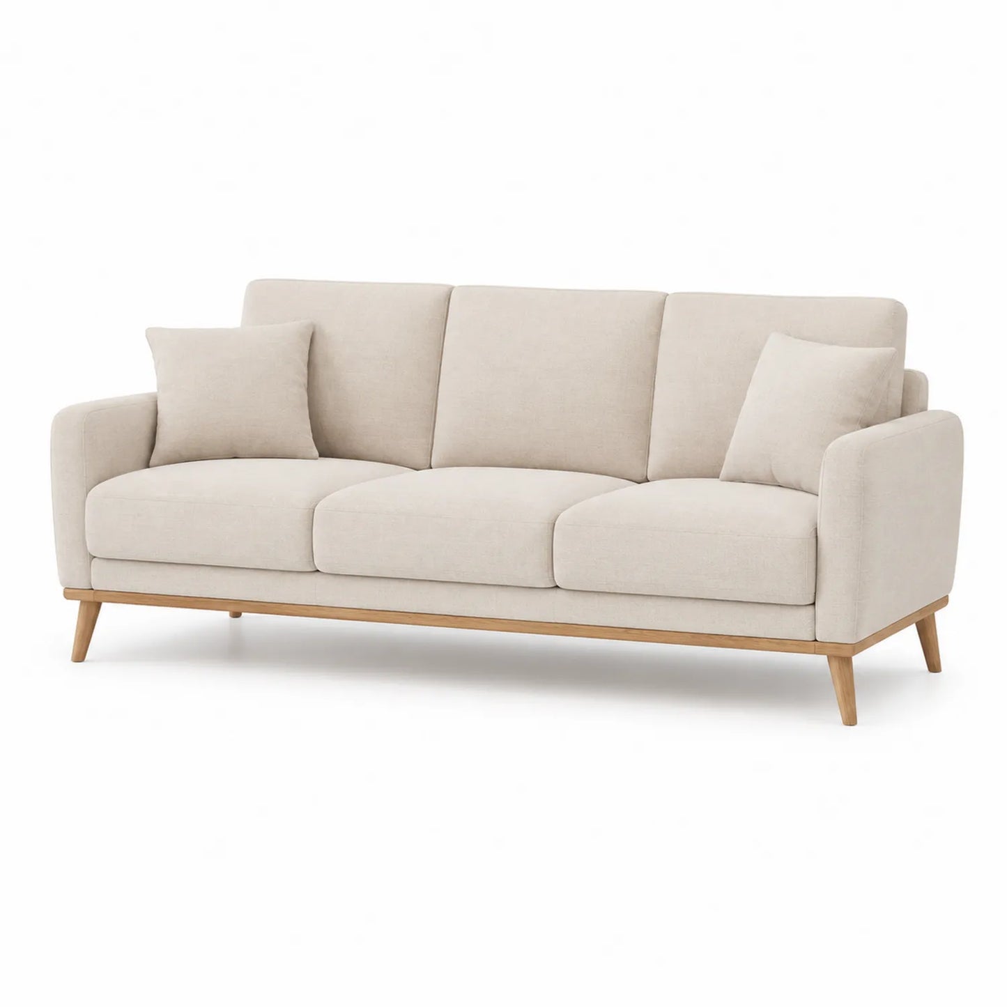 3-Sitzer Sofa Leinenmischgewebe Eichenholzrahmen
