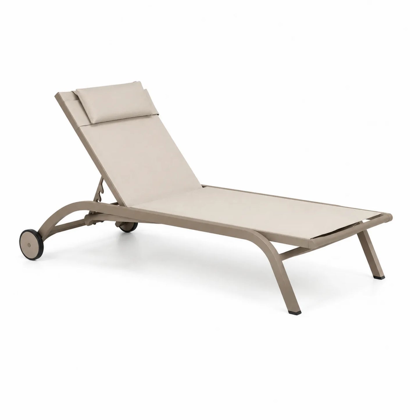 Aluminium Sonnenliege Beige Verstellbar mit Kopfpolster 200 cm