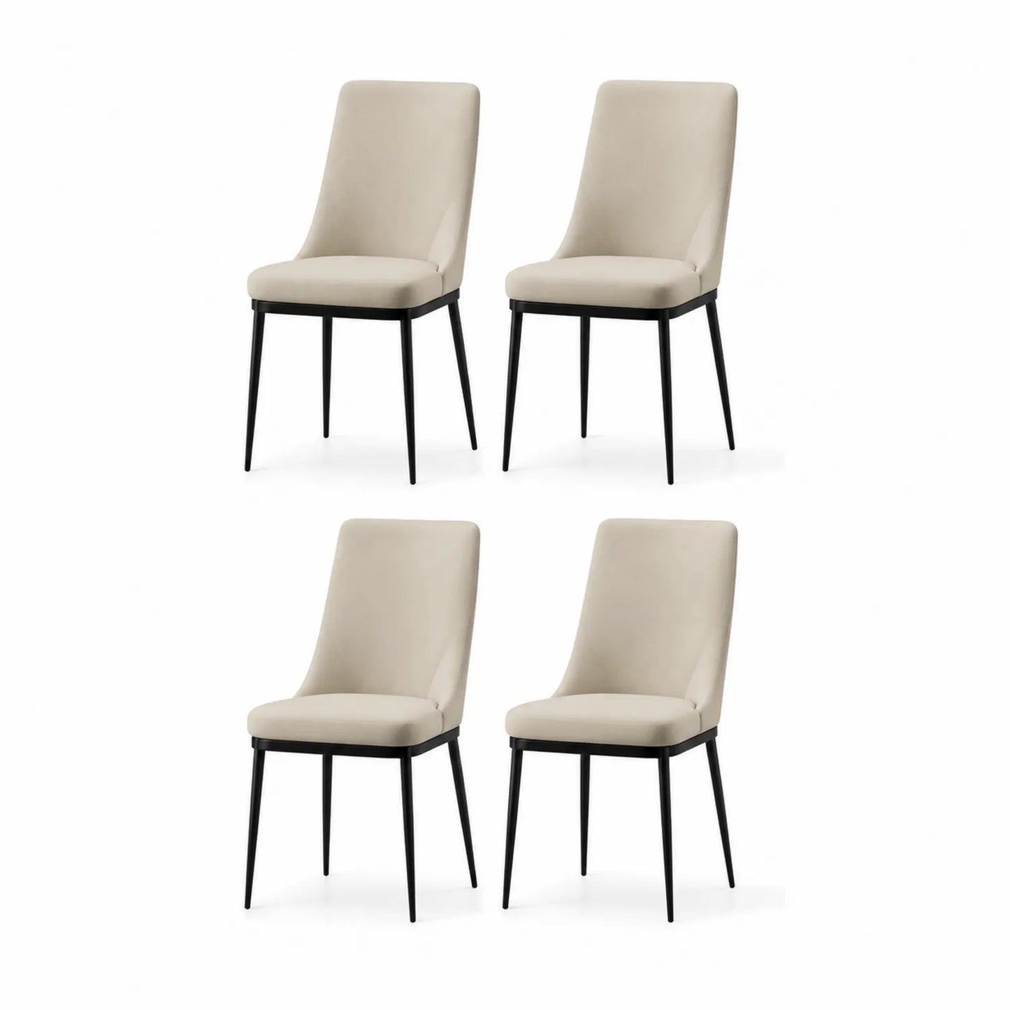 4er-Set Esszimmerstühle aus Leder mit Metallrahmen Creme 82cm