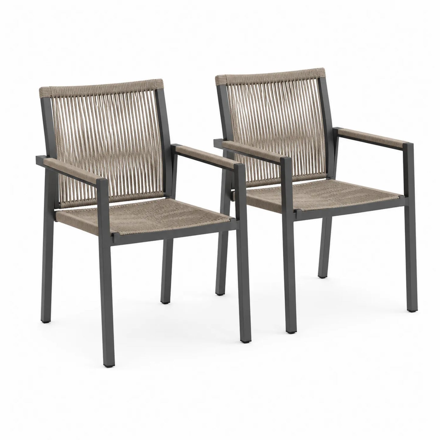 2er-Set Gartenstühle Aluminium Polyesterseil Taupe