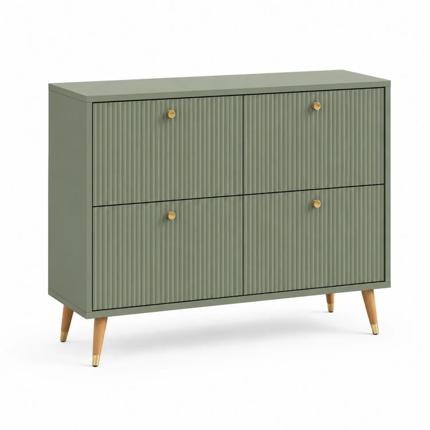 Holzwerkstoff-Sideboard mit 4 Türen in Grün 100x40x70cm