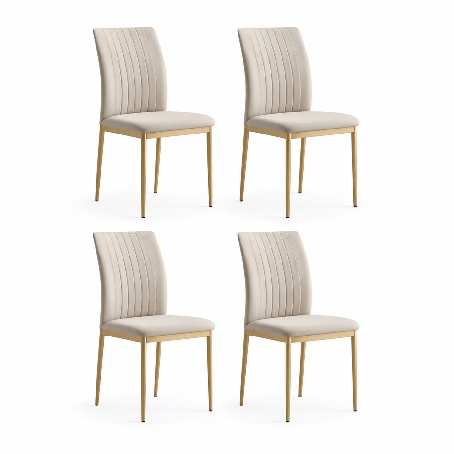 Esszimmerstuhl Set 4er Beige PU-Leder Metallbeine