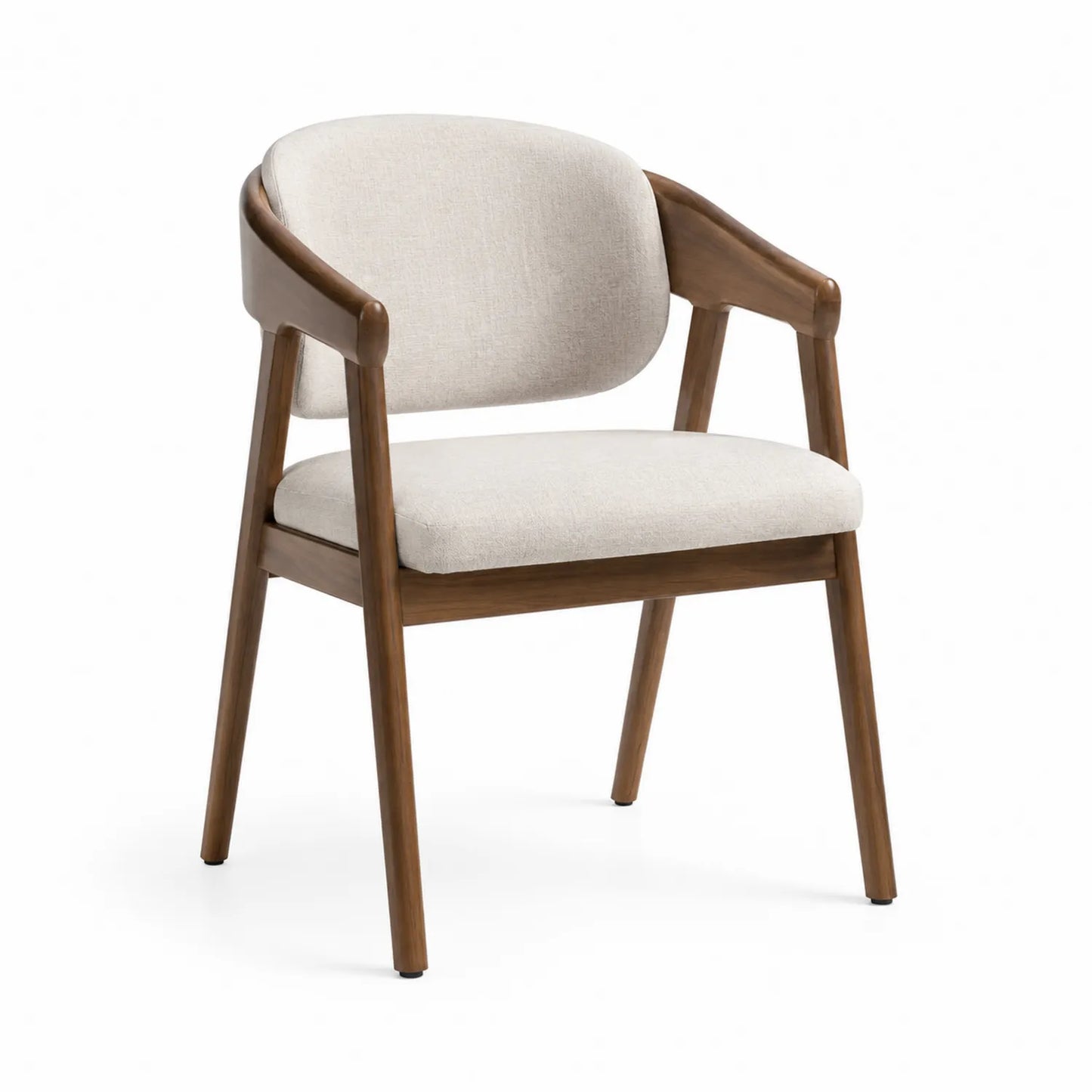 Esszimmerstuhl mit Holzrahmen und Leinenpolsterung Beige