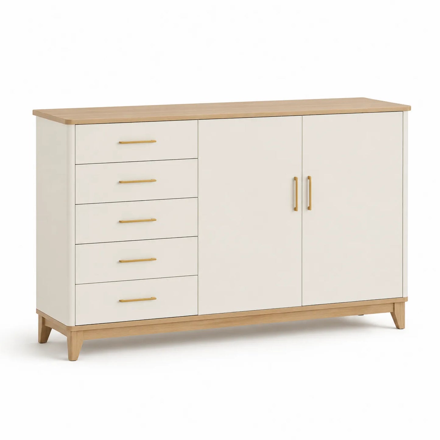 Holzkommode mit Schubladen Eichefurnier Creme