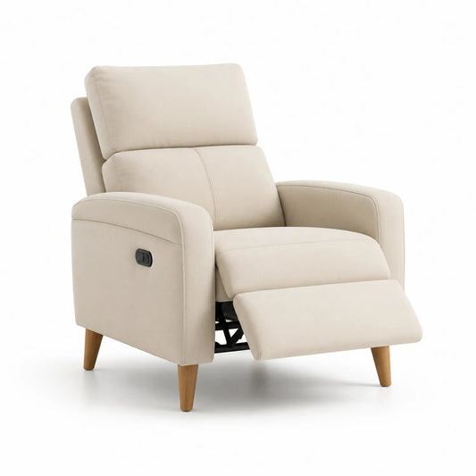 Polstersessel aus Mikrofaser mit Holzfüßen, Beige