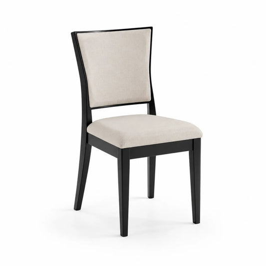 Esszimmerstuhl mit Buchenholzrahmen und Polyesterbezug Schwarz Beige