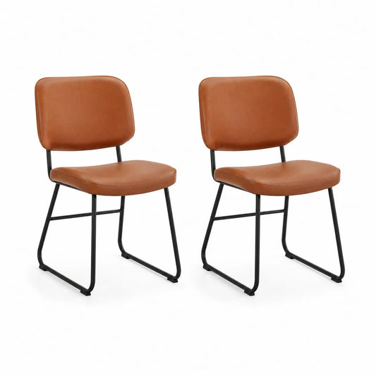 2er-Set Esszimmerstühle aus Leder mit Metallrahmen Braun/Schwarz