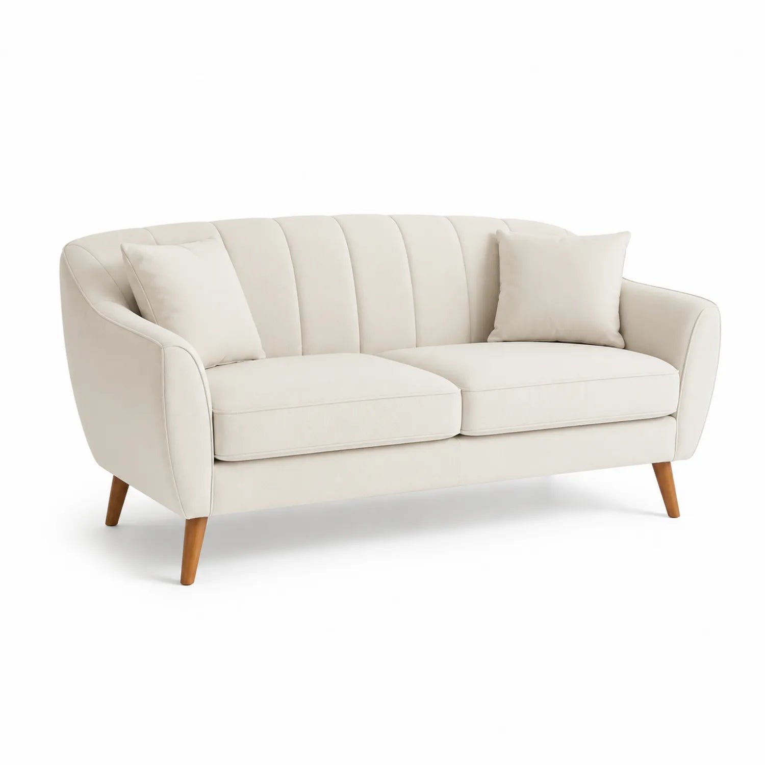 3-Sitzer Sofa Stoff Beige Massivholzbeine 200cm