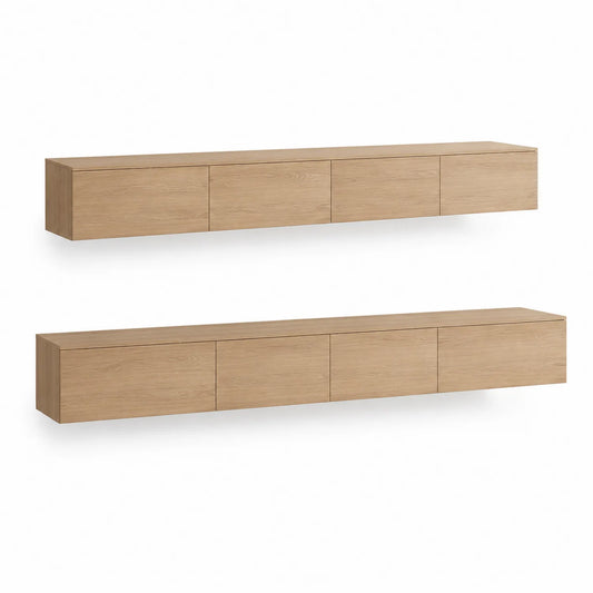 Wandmontiertes TV-Schrank Set aus MDF mit Eichenfurnier 180 cm