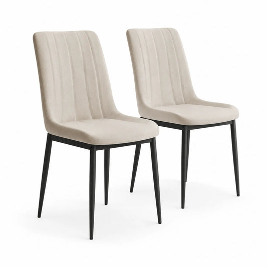 2er Set Esszimmerstühle, Polyester beige, Metallgestell