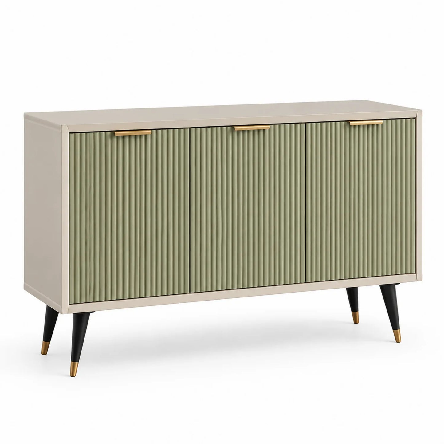 MDF Sideboard mit Metallbeinen, Grün/Beige