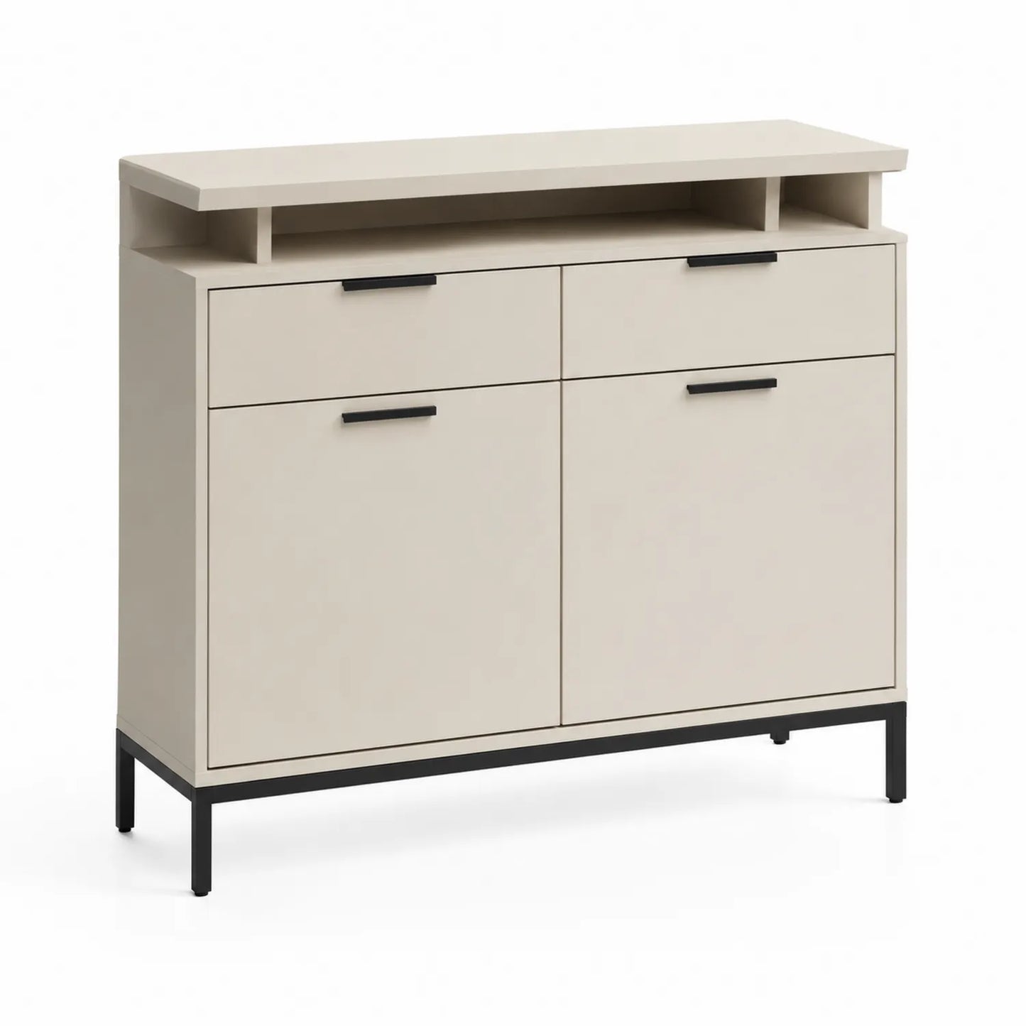 Schuhschrank mit MDF und Metall in Beige 100x30x85 cm