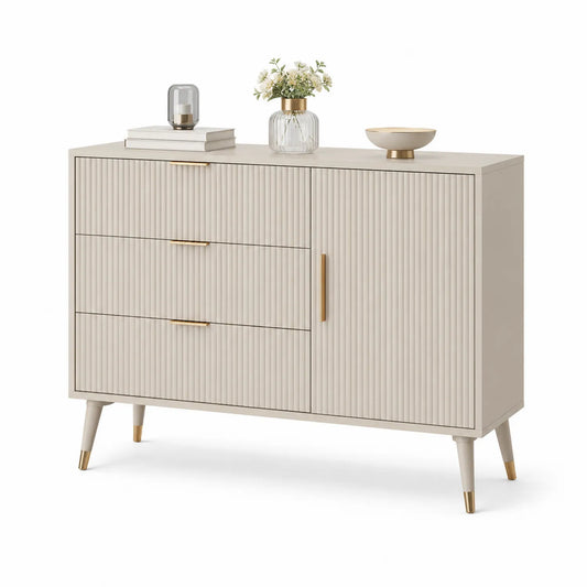 Sideboard mit 3 Schubladen und 1 Tür MDF Beige 120cm