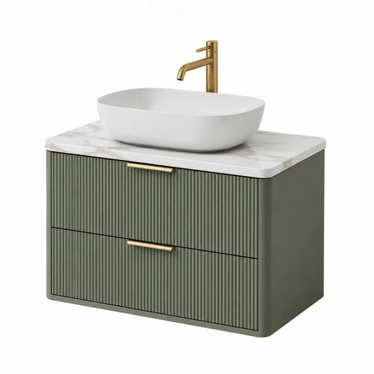 Waschtischunterschrank aus Holz mit Keramik Waschbecken