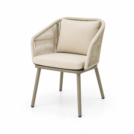 Aluminiumstuhl mit Polyester-Geflecht Beige