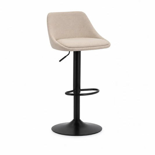 Polyester Barhocker in Beige mit Schwarz Metallbasis