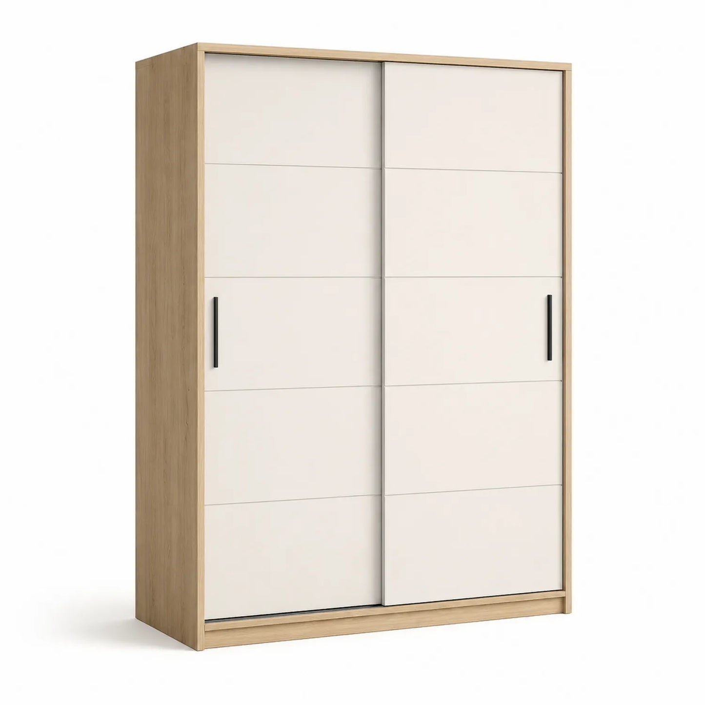 Kleiderschrank mit Schiebetüren Weiß Eichenfurnier 200x220x60cm