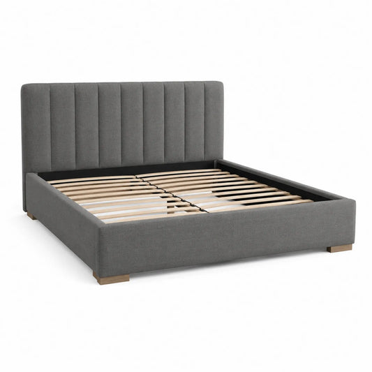 Polsterbett Doppelbett Holzrahmen und Polyester Grau 200x160 cm