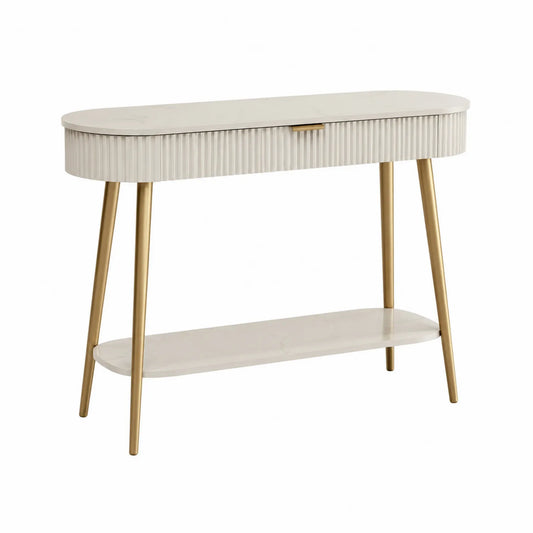 Konsolentisch Holzoptik Gold Weiß 120x35x75cm