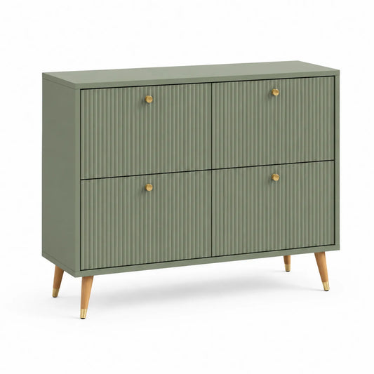 Holzwerkstoff-Sideboard mit 4 Türen in Grün 100x40x70cm