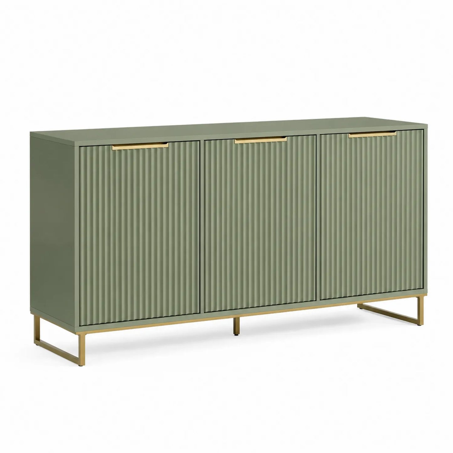 Metallrahmen Sideboard 3-türig MDF Grün 150x40x80 cm