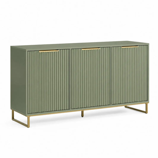 Metallrahmen Sideboard 3-türig MDF Grün 150x40x80 cm