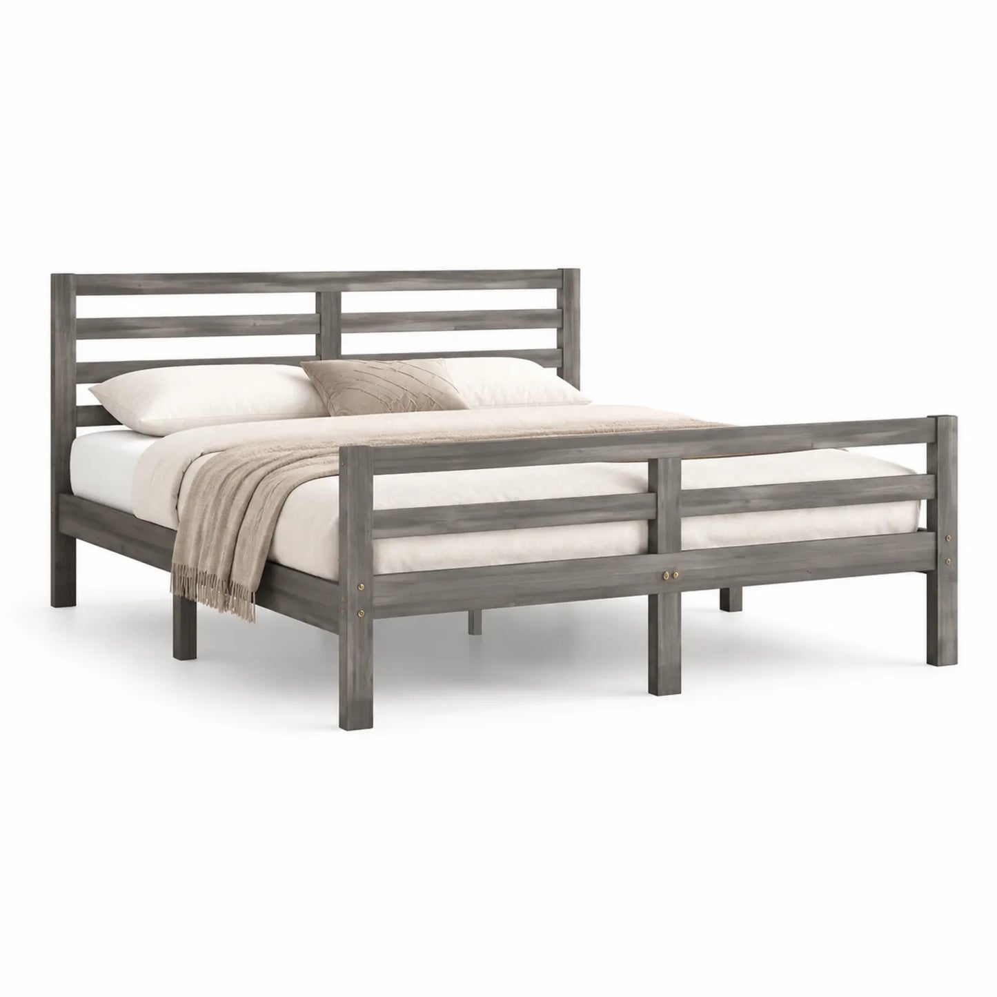 Doppelbett Massivholz Grau 200x180 cm