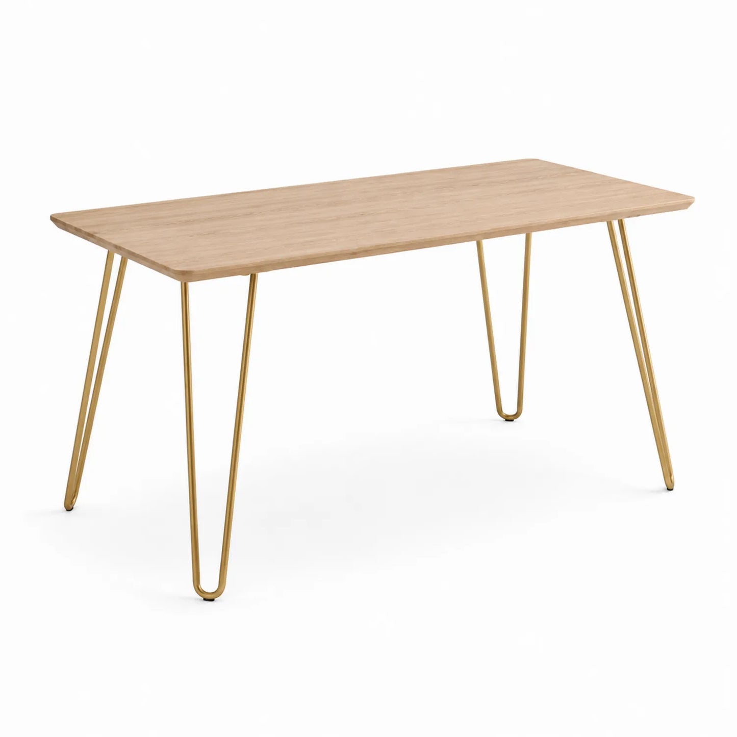 Rechteckiger Esstisch Holz mit goldenen Metallbeinen