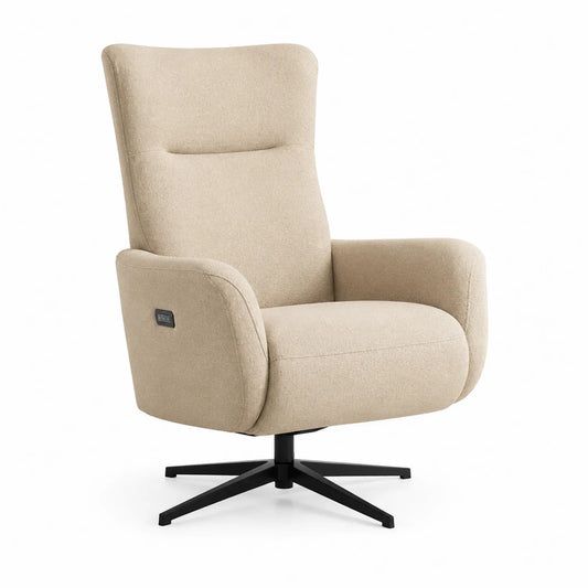 Stoffsessel Beige mit Drehfunktion, 105 cm