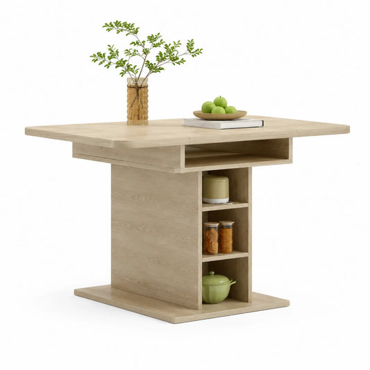 Esszimmertisch aus Holz mit Regalfächern 120x80x75 cm