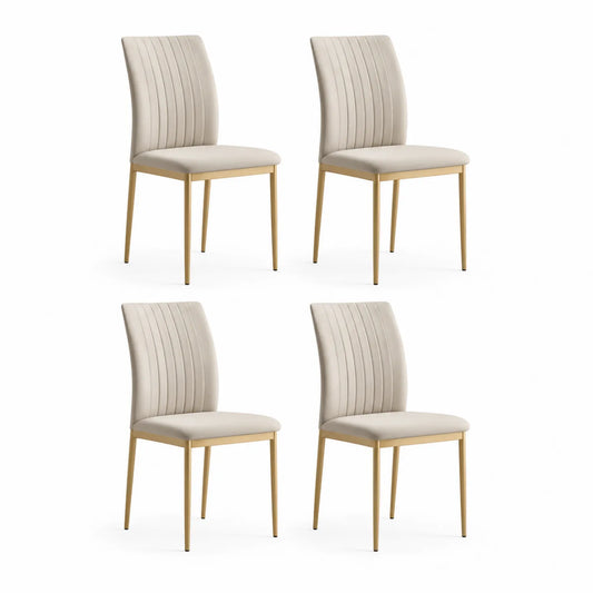 Esszimmerstuhl Set 4er Beige PU-Leder Metallbeine