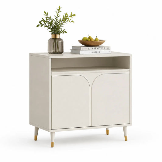 Weißes MDF-Sideboard mit goldenen Akzenten