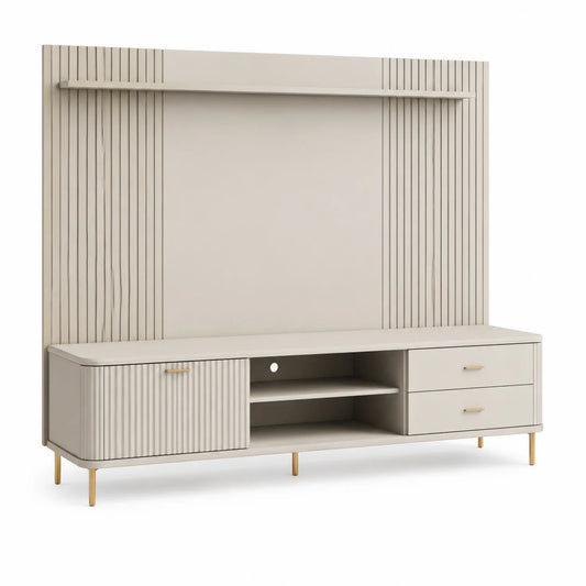 TV-Schrank mit Regal Holzfaserplatte Beige 200x160x40 cm