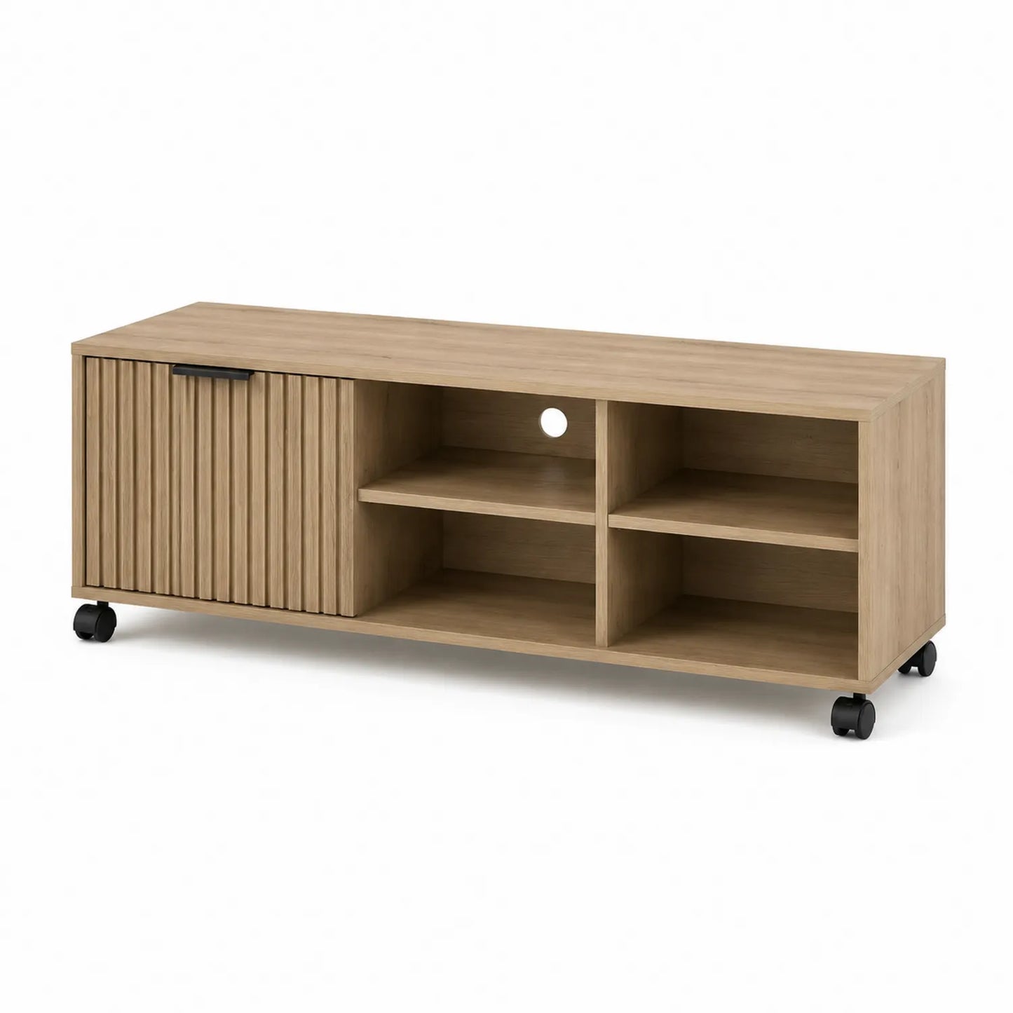 TV-Möbel aus Holz mit Rollen und Schiebetür 120x40x45 cm