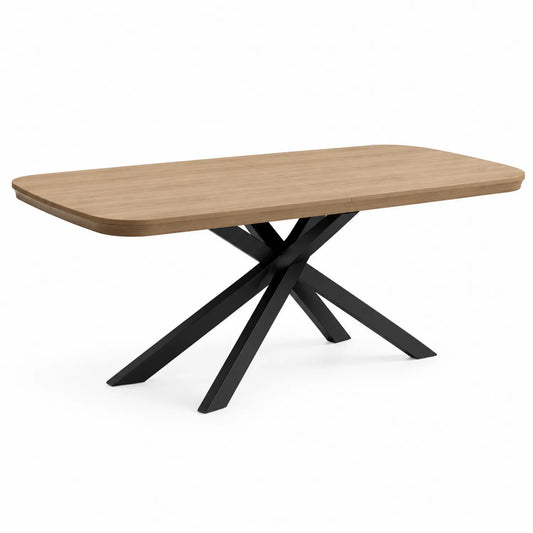 Rechteckiger Holztisch mit Metallbeinen 180x90 cm