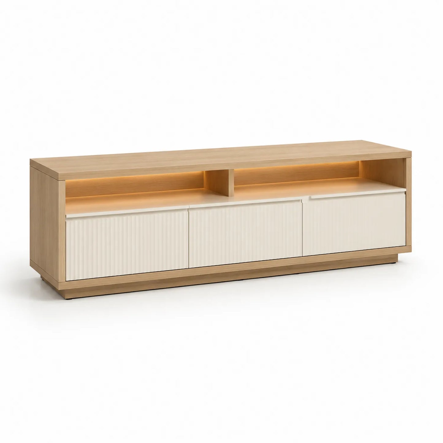 TV-Schrank aus Holz mit LED-Beleuchtung und Schiebetüren 180 cm