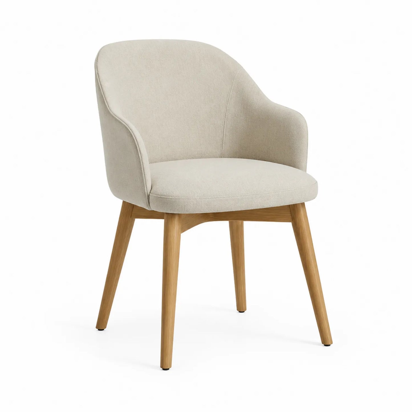 Holz Esszimmerstuhl Beige mit Stoffbezug