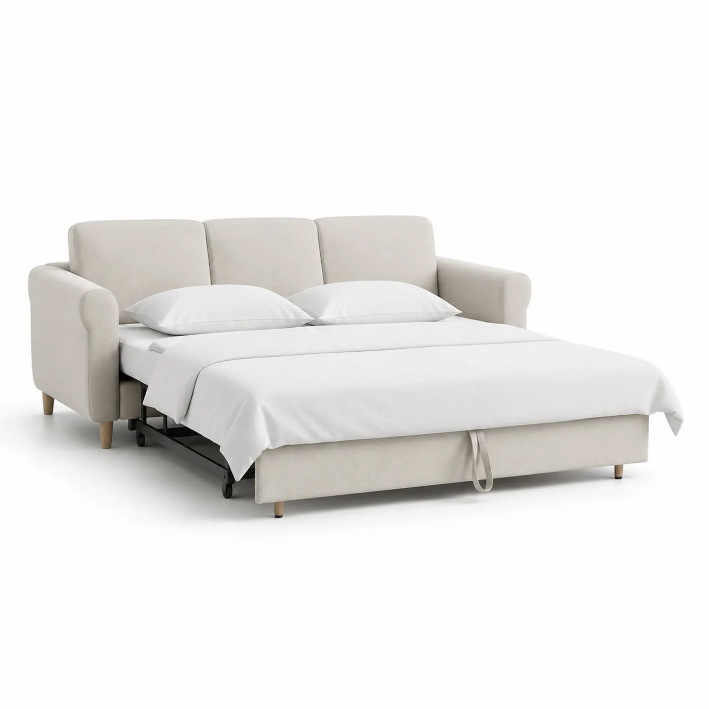 Klappbares Schlafsofa Stoff Polyester Beige 200x140 cm