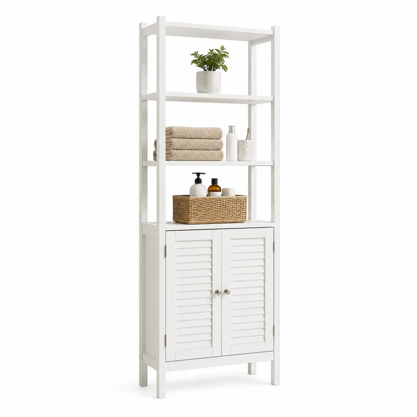 Weißes MDF-Regal mit Stauraum 180cm