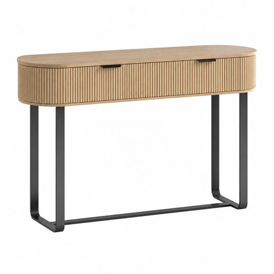 Konsole Tisch Eichenholz Metallbeine 120cm Natur/Schwarz