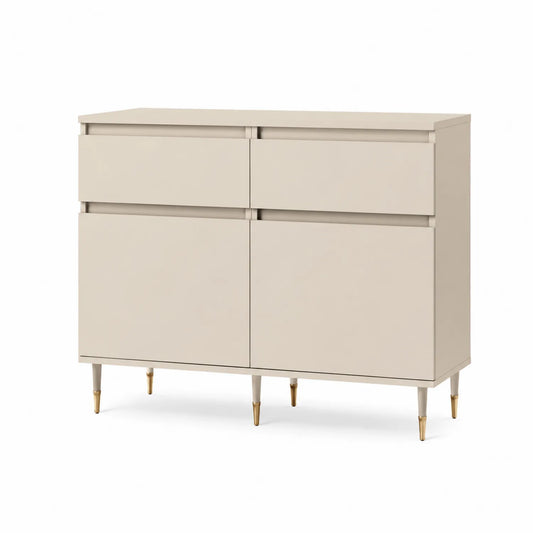 Beige Sideboard mit MDF und Metallbeinen 100x40x90 cm