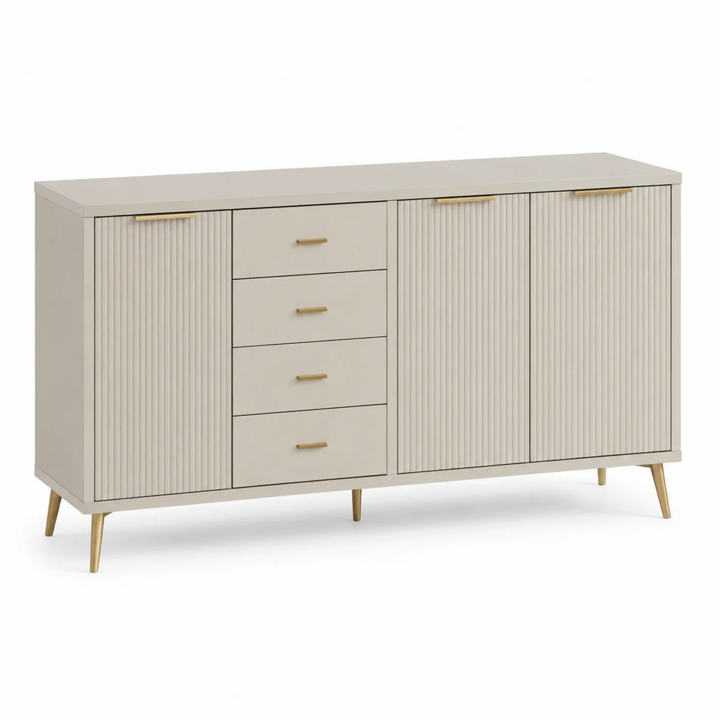 Sideboard mit Schubladen und Türen Beige MDF und Metallbeine