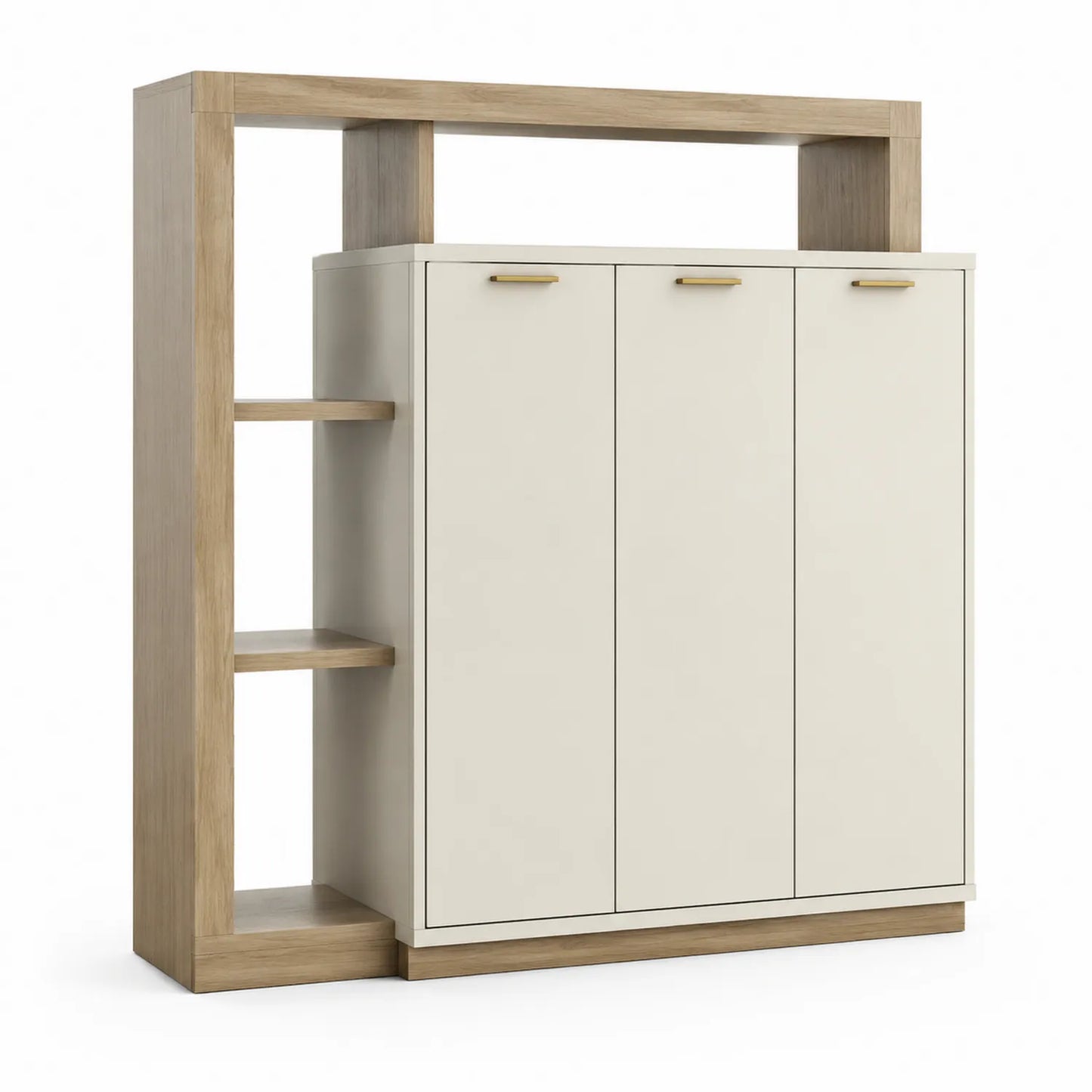 Sideboard mit Regalen 3-türig MDF Laminat Beige/Holzoptik 160 cm