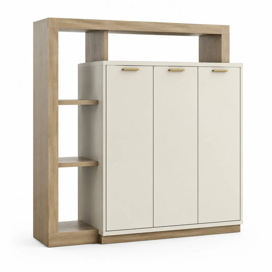 Sideboard mit Regalen 3-türig MDF Laminat Beige/Holzoptik 160 cm